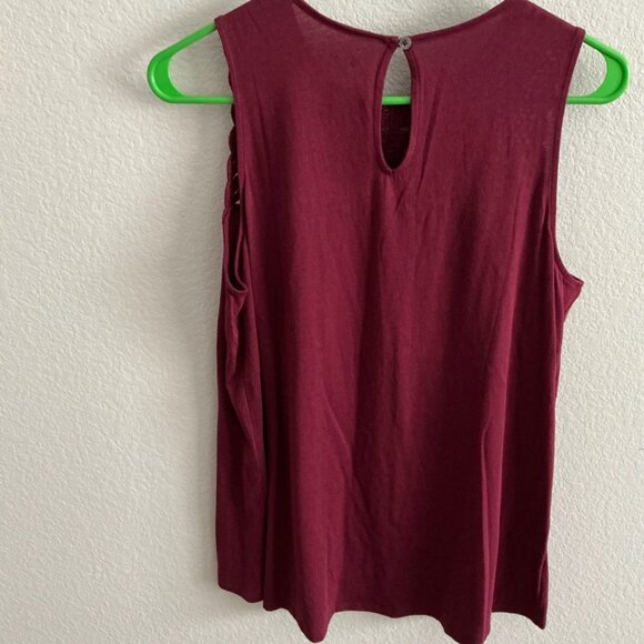 LOFT Maroon Crochet Tank Top - Picture 3 of 4